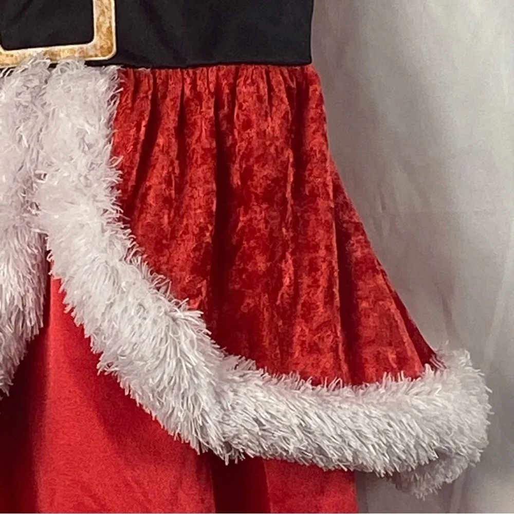 AME Festive Red and White Christmas Santa Dress Girl Kids Costume Size XS 4/5